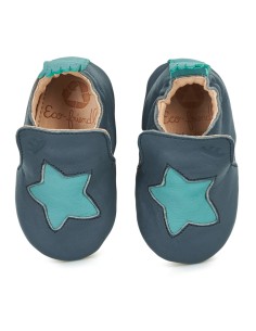 Chaussons cuir Blublu Etoile bleu avec semelle... 2