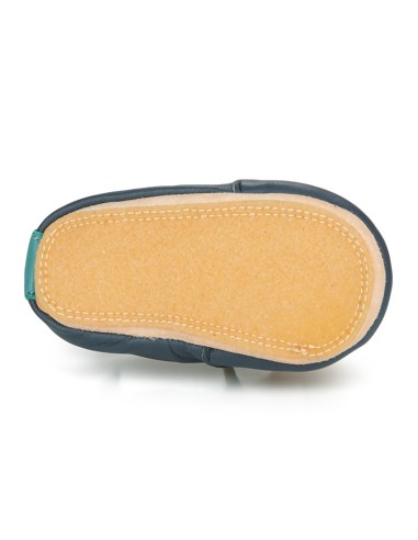 Chaussons cuir Blublu Etoile bleu avec semelle...