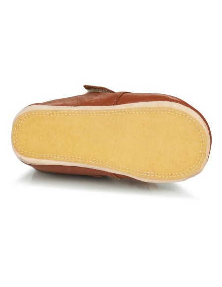 Chaussons cuir Kiny Pt Panda Chataigne avec semelle antidérapante - EASY PEASY