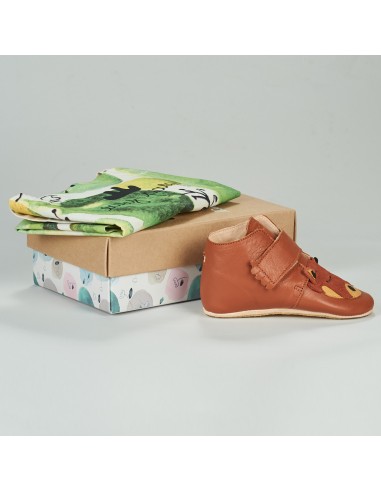 Chaussons cuir Kiny Pt Panda Chataigne avec...