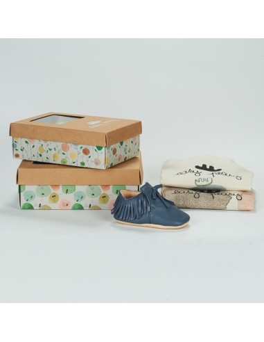 Chaussons cuir Mexiblu bleu avec semelle...