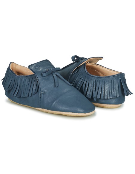 Chaussons cuir Mexiblu bleu avec semelle antidérapante - EASY PEASY