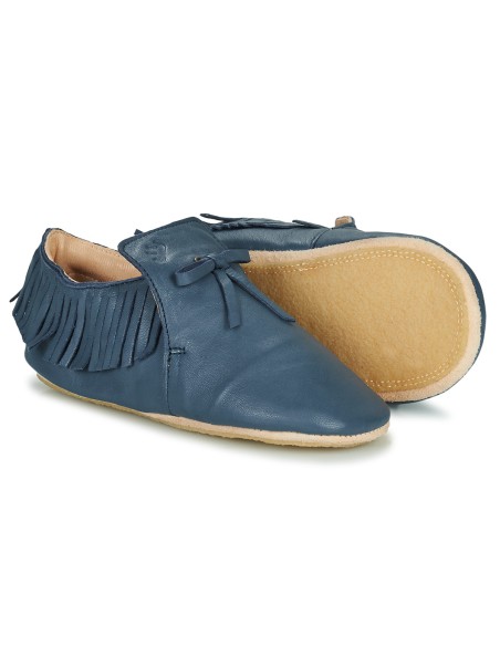 Chaussons cuir Mexiblu bleu avec semelle antidérapante - EASY PEASY