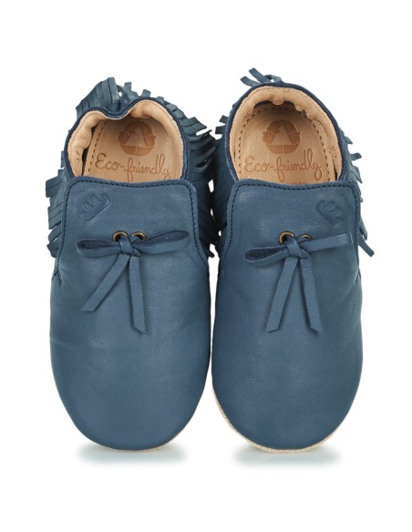Chaussons cuir Mexiblu bleu avec semelle antidérapante - EASY PEASY