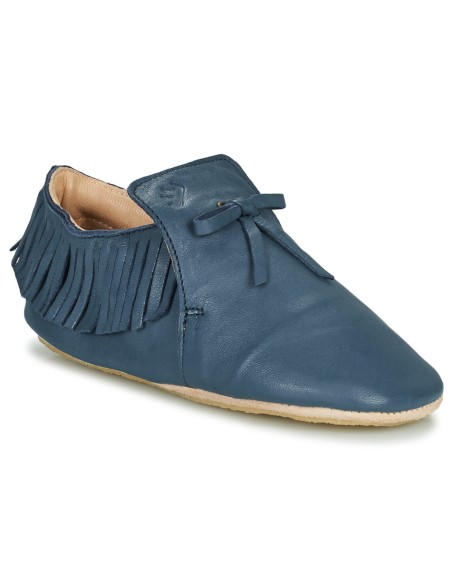 Chaussons cuir Mexiblu bleu avec semelle antidérapante - EASY PEASY