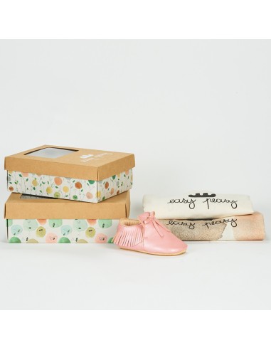 Chaussons cuir Mexiblu rose avec semelle...