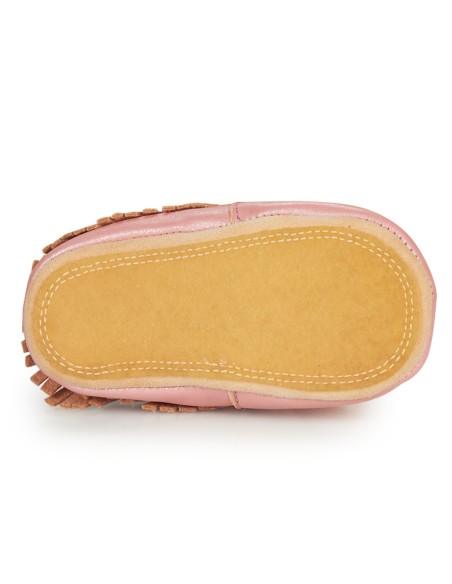 Chaussons cuir Mexiblu rose avec semelle antidérapante - EASY PEASY