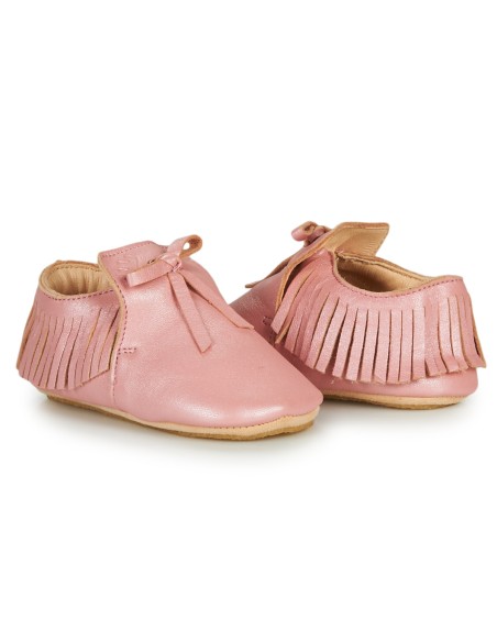 Chaussons cuir Mexiblu rose avec semelle antidérapante - EASY PEASY