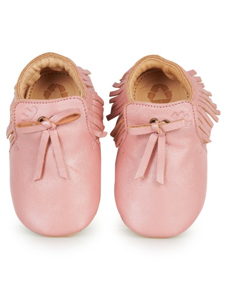 Chaussons cuir Mexiblu rose avec semelle antidérapante - EASY PEASY