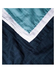 Set de 3 langes Coton Bio unis bleu - KADOLIS 2