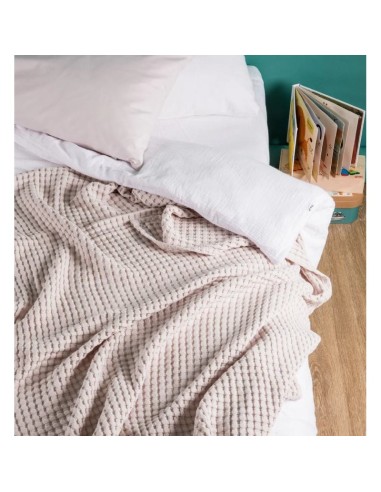 Plaid en Coton Bio Paros 75x100 naturel - KADOLIS