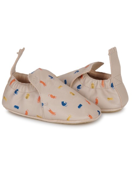Chaussons cuir My Blu Chat avec semelle antidérapante - EASY PEASY