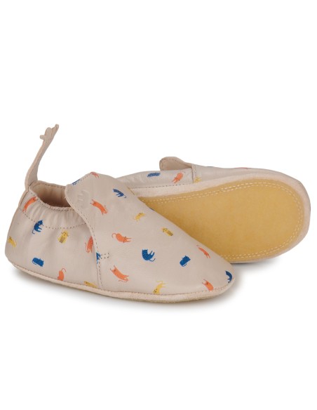 Chaussons cuir My Blu Chat avec semelle antidérapante - EASY PEASY