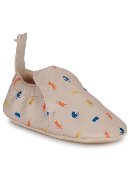 Chaussons cuir My Blu Chat avec semelle antidérapante - EASY PEASY