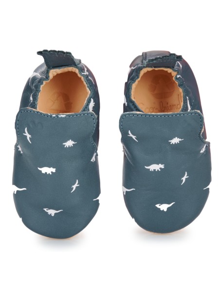 Chaussons cuir My Blu Dino avec semelle antidérapante - EASY PEASY