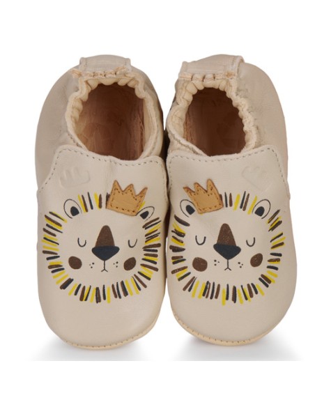 Chaussons cuir Blublu Lion avec semelle antidérapante - EASY PEASY