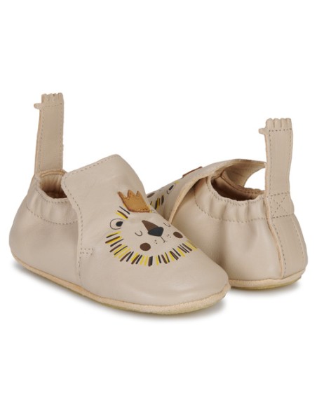 Chaussons cuir Blublu Lion avec semelle antidérapante - EASY PEASY