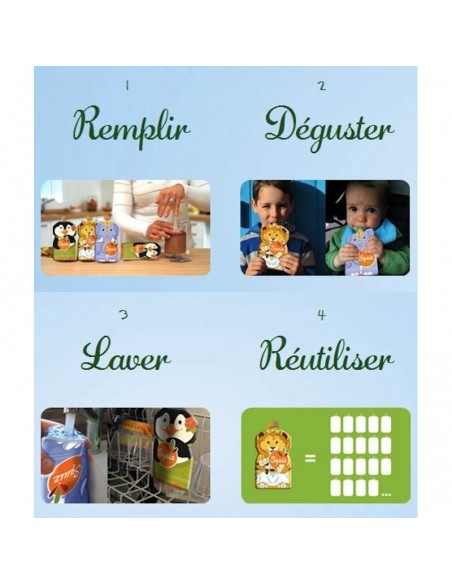 Gourde réutilisable 130ml lot de 3 - SQUIZ