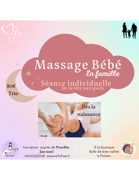 Atelier Massage bébé Individuel - trio 2 parents/1 bébé - Zen Eveil