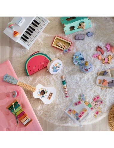 Guitare en bois, Les animaux du monde - Sarah...