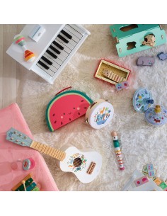 Piano Blanc 18 touches avec partitions en bois - VILAC 3+ 2