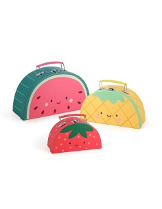 Set de 3 valisettes gigognes en carton, Les fruits...