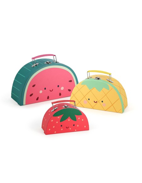 Set de 3 valisettes gigognes en carton, Les fruits gourmands - Sarah Betz