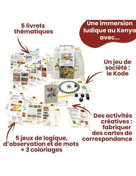 Box Voyageons en jouant ! - Kenya - ENVOYAJEUX 6+ - Made in France