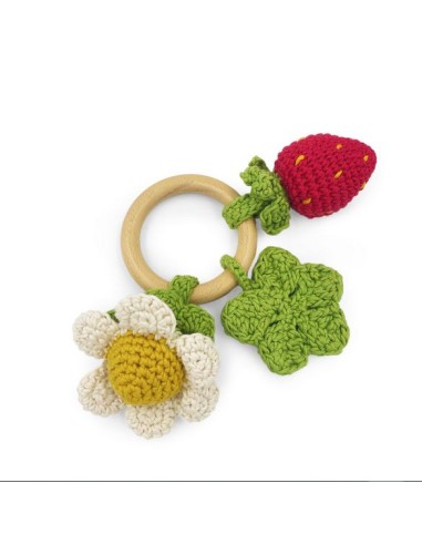 Teether & Hochet Printemps en crochet 100%...