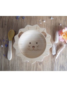Set de repas bébé lion en bambou et silicone - CAP BAMBOU...