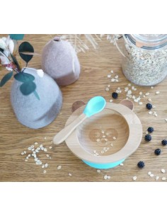 Set de repas bébé panda en bambou et silicone - CAP...