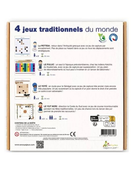 4 Jeux du Monde - Pochon nomade - Made in France - ENVOYAJEUX