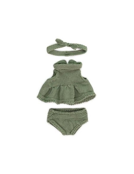 Ensemble vêtement tricot vert de poupée de 21cm - MINILAND 3+