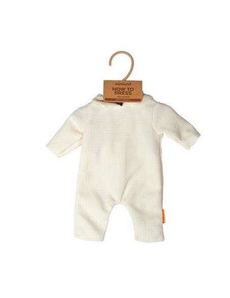 Pyjama coton beige avect bonnet pour poupée de 38cm - MINILAND 3+