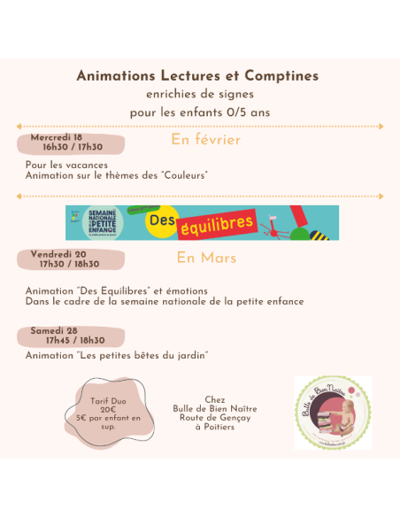 Animations Lectures et Comptines - de 0 à 5ans - avec Ecoute je Signe