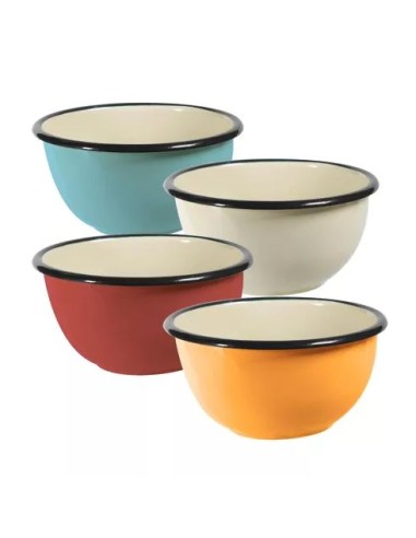 Bols en fer émaillé - Assortiment 4 couleurs...
