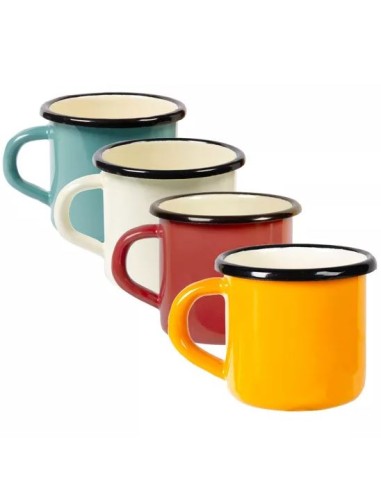 Tasse Mug fer émaillé 4 couleurs assorties -...