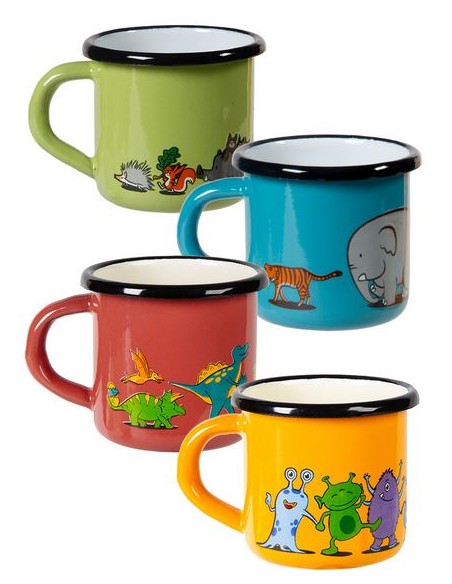 Tasse Mug pour enfant fer émaillé 4 couleurs et motifs