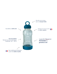 Gourde en Verre Incassable - Bleu FILLGOOD - Carton de 6...