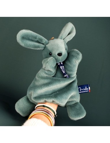 Doudou Marionnette plat Lapin Dorlotin vert...