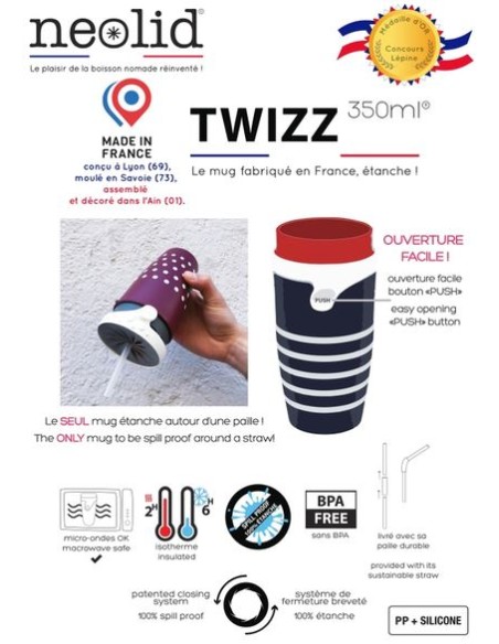 Mug isotherme - made in France - TWIZZ 350ml Bachi Love - NEOLID