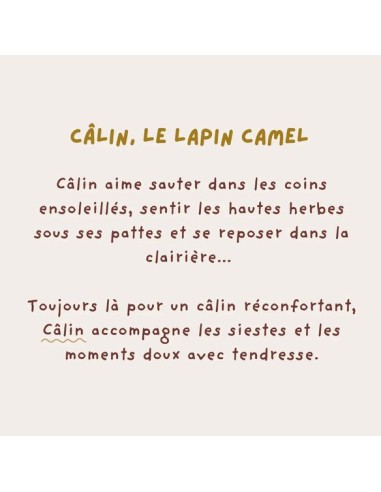 Doudou Lapin en double gaze de coton camel -...