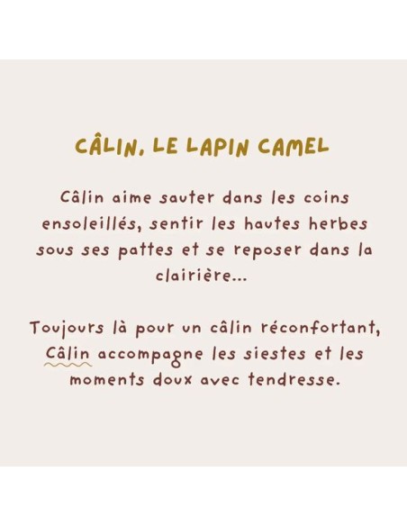 Doudou Lapin en double gaze de coton camel - CAROTTE & CIE 0+