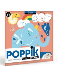 6 cartes + 100 stickers Bébés ANIMAUX - POPPIK 2+