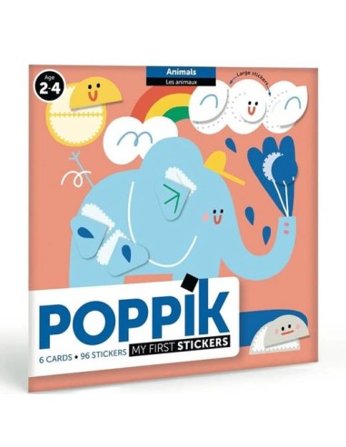6 cartes + 100 stickers Bébés ANIMAUX - POPPIK 2+