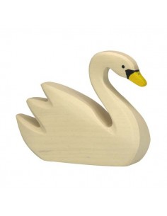 Cygne nageant - animaux de la ferme - figurine en bois...