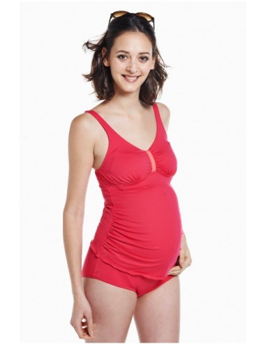 Maillot de Bain Tankini+shorty framboise femme enceinte Les Ultraviolettes