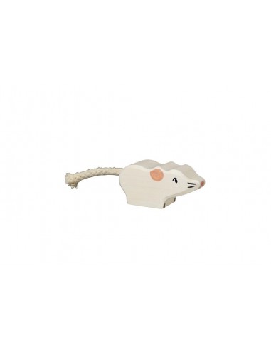 Souris blanche - animaux de la ferme - figurine en bois HOLZTIGER