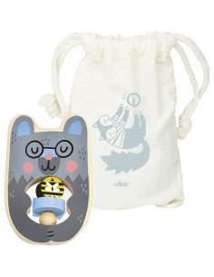 Hochet Teddy Michelle Carlslund en bois - VILAC 12M+ 2