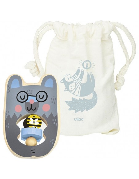 Hochet Teddy Michelle Carlslund en bois - VILAC 12M+